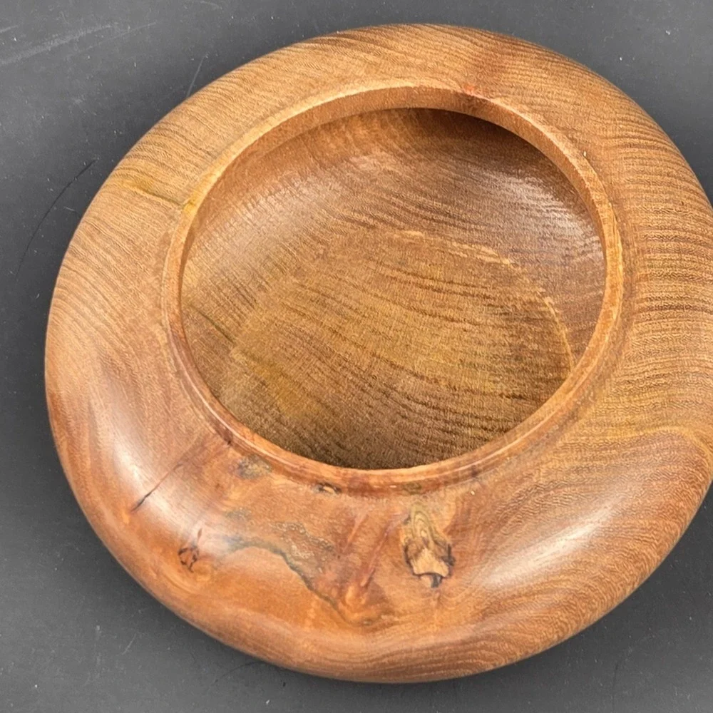 Wild Irish Hand Turned Wood Trinket Box Natural Pressed Flowers Ireland 5 Inch